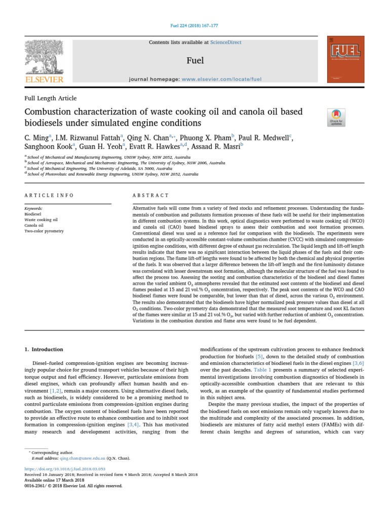 C. Ming - Combustion Characterization of Waste Cooking Oil and Canola ...