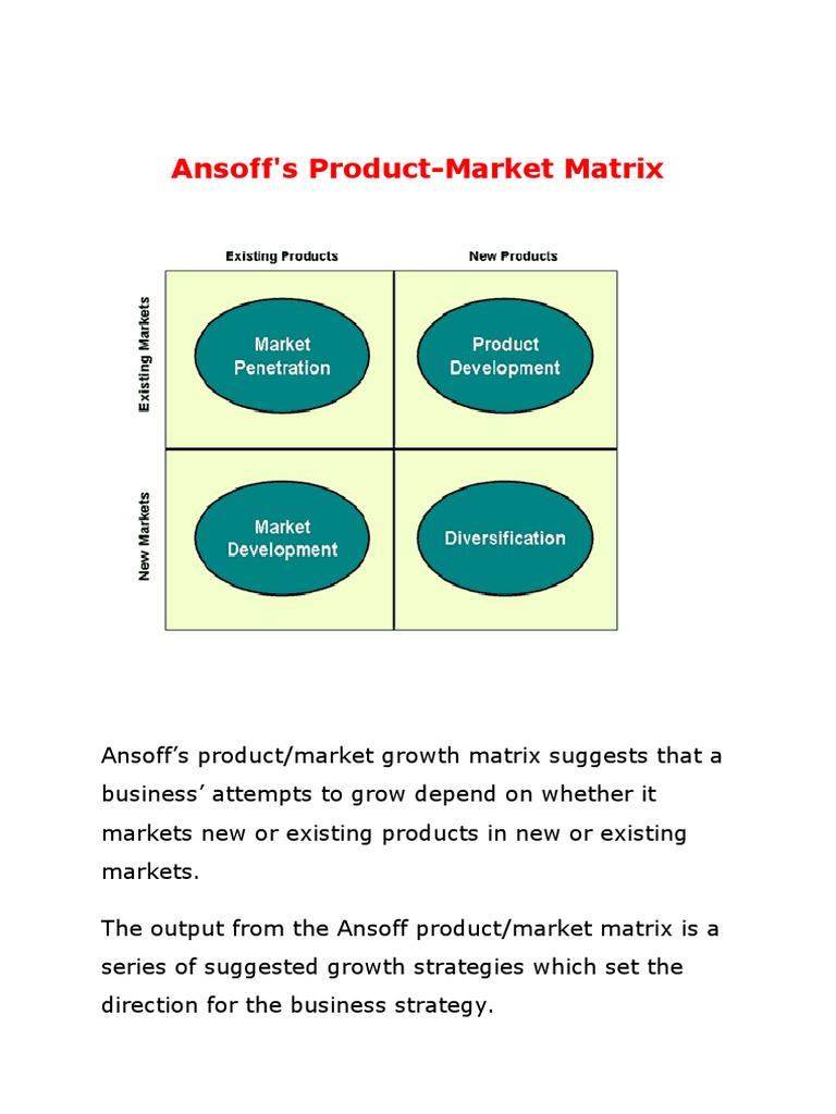 Ansoff's Product-Market Matrix Explained | PDF | Strategic Management ...