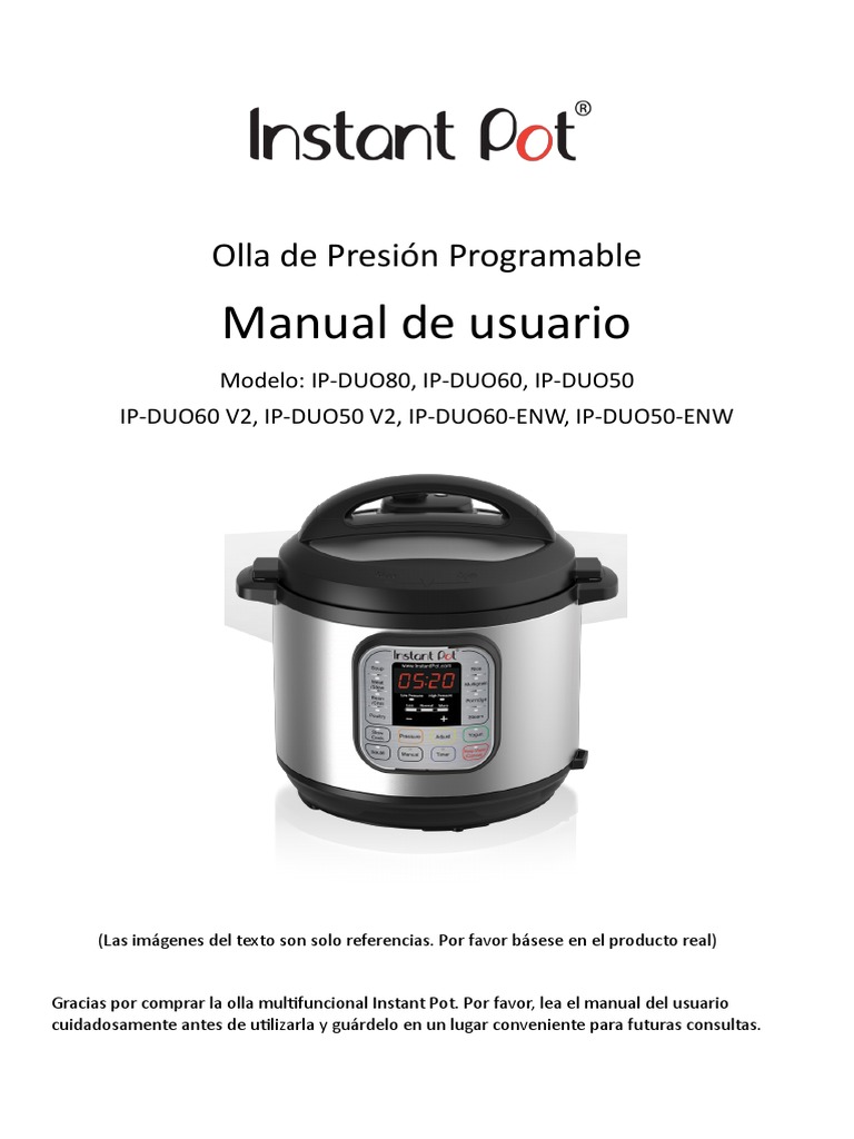 InstantPot IP DUO Manual Spanish PDF Cocción a presión Yogur