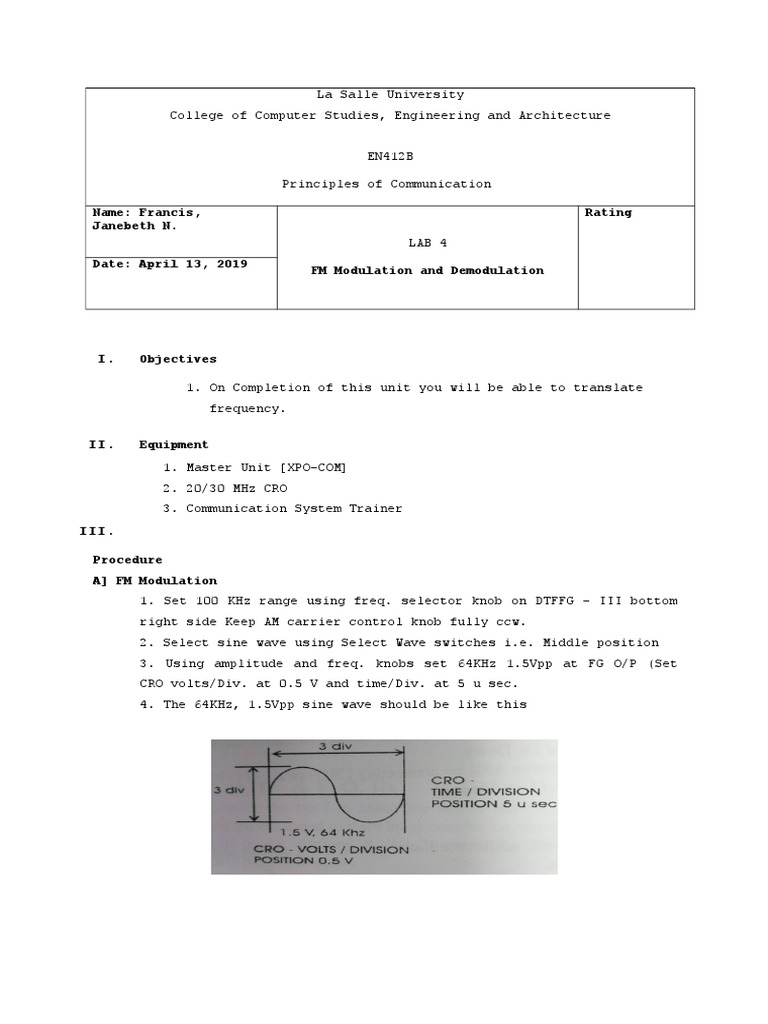 FM Modulation and Demodulation Lab Guide | PDF