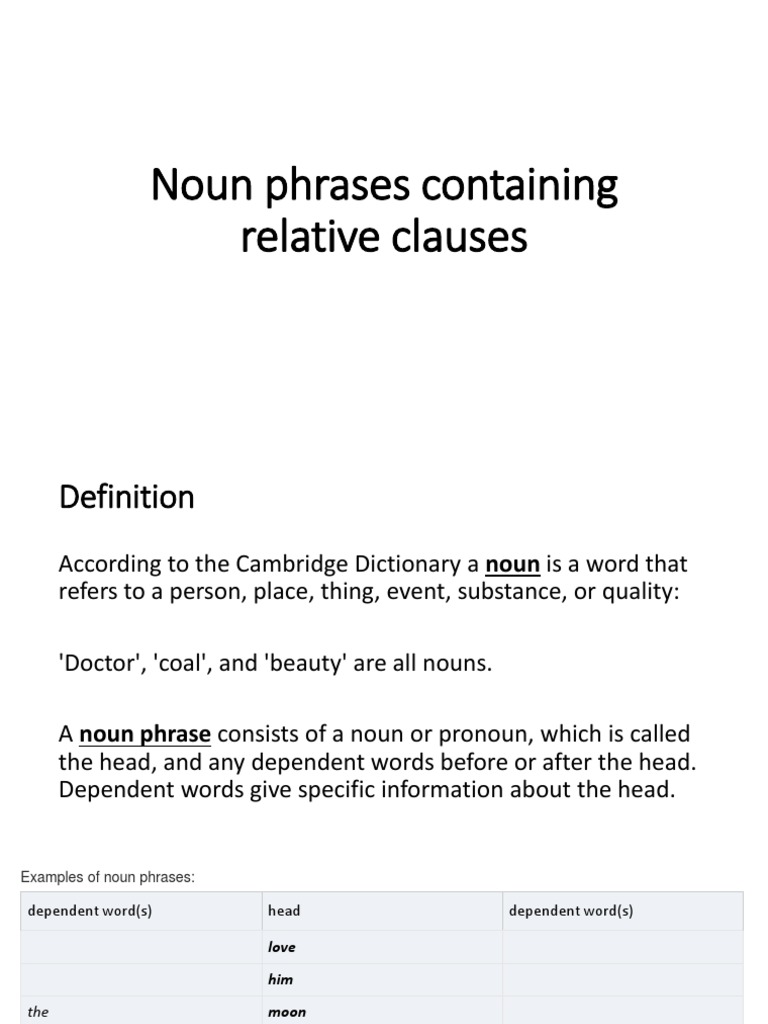 Noun Phrases with Relative Clauses | PDF | Noun | Phrase