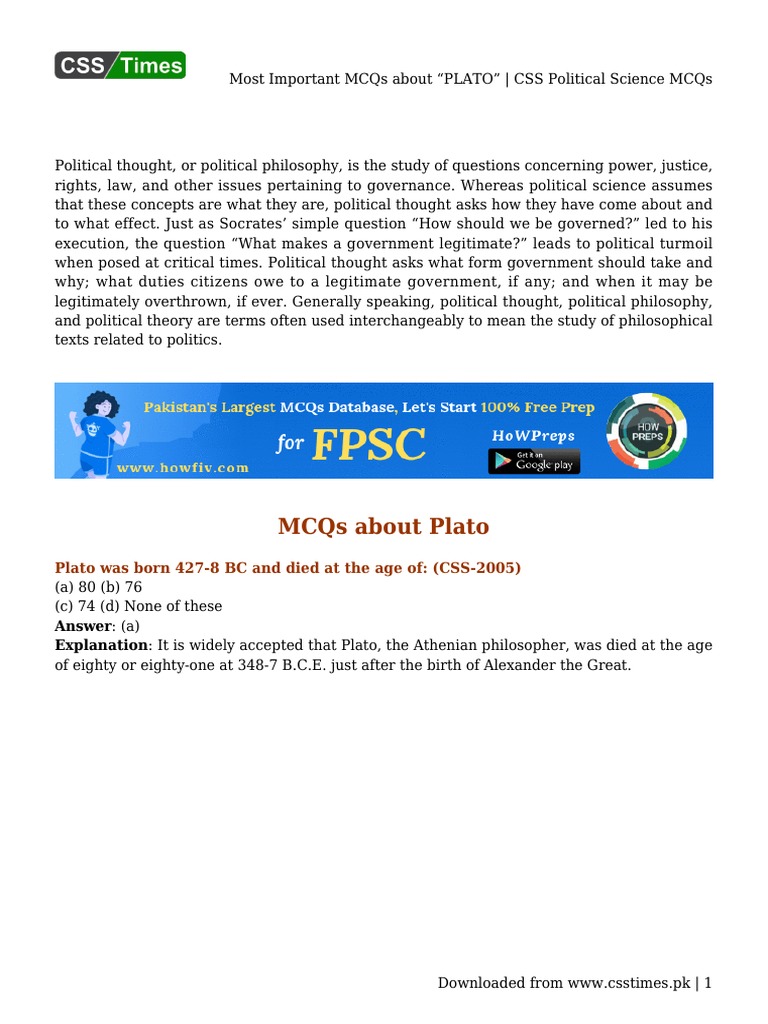 Most Important MCQs About 