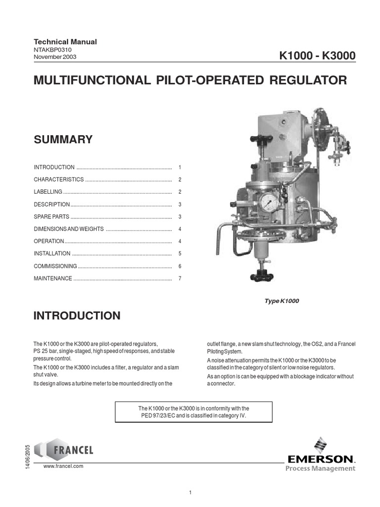 Multifunctional Pilot-Operated Regulator: Technical Manual | PDF ...
