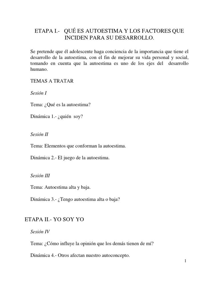 Taller de Autoestima para Adolescentes | PDF | Estereotipos | Adolescencia