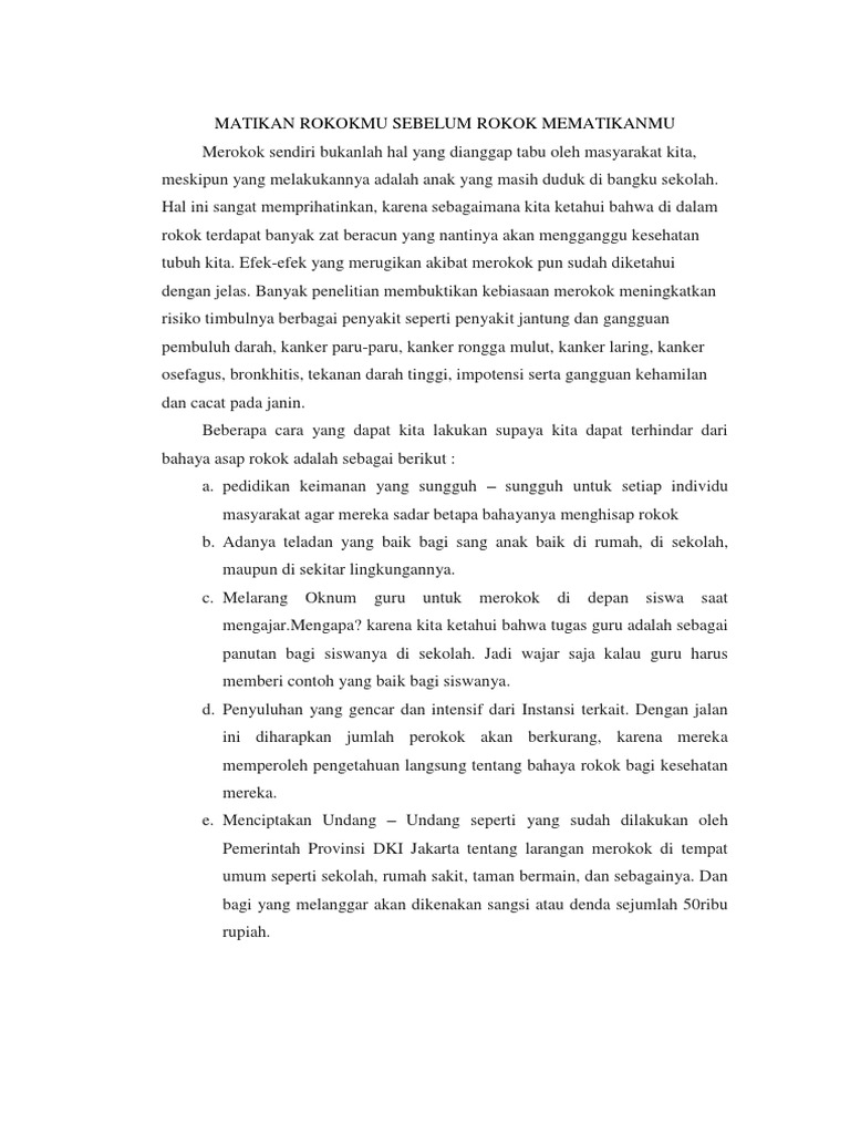 Matikan Rokokmu Sebelum Rokok Mematikanmu | PDF