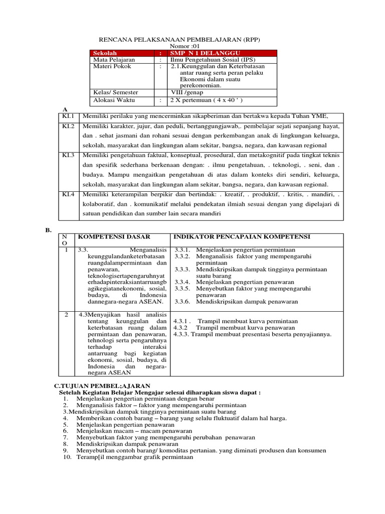 Rpp Ips Kls 8 Semester 2