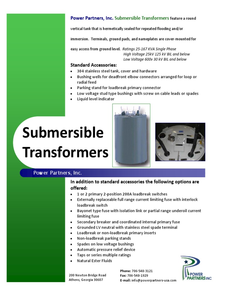 Submersible Transformer Options Overview | PDF