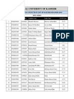 Central University of Kashmir: First Provisional Selection List of B.Ed Programme-2019