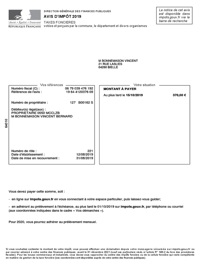 Avis D Imposition 2016