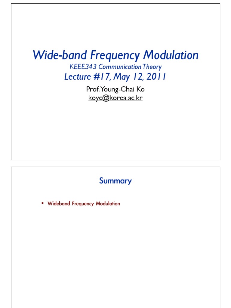 Wideband Frequency Modulation Overview | PDF | Frequency Modulation ...