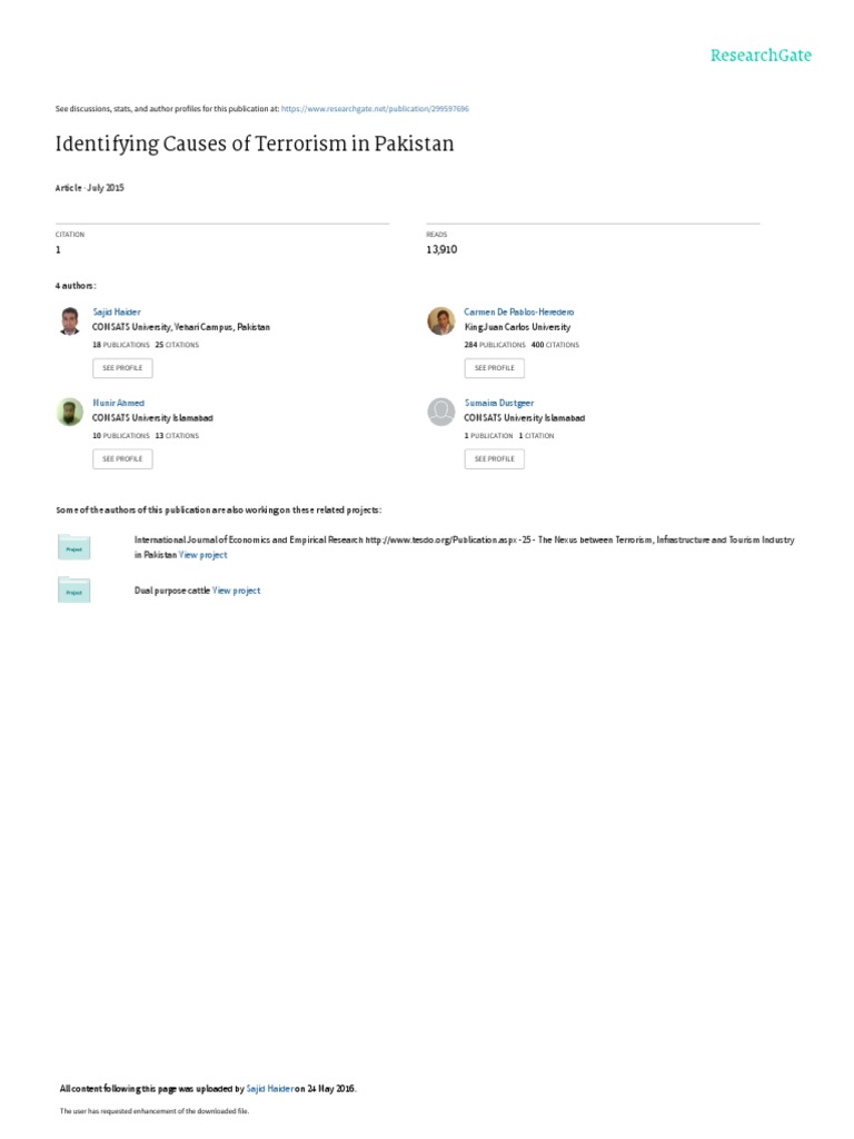 Identifying Causes of Terrorism in Pakistan | PDF | Tehrik I Taliban