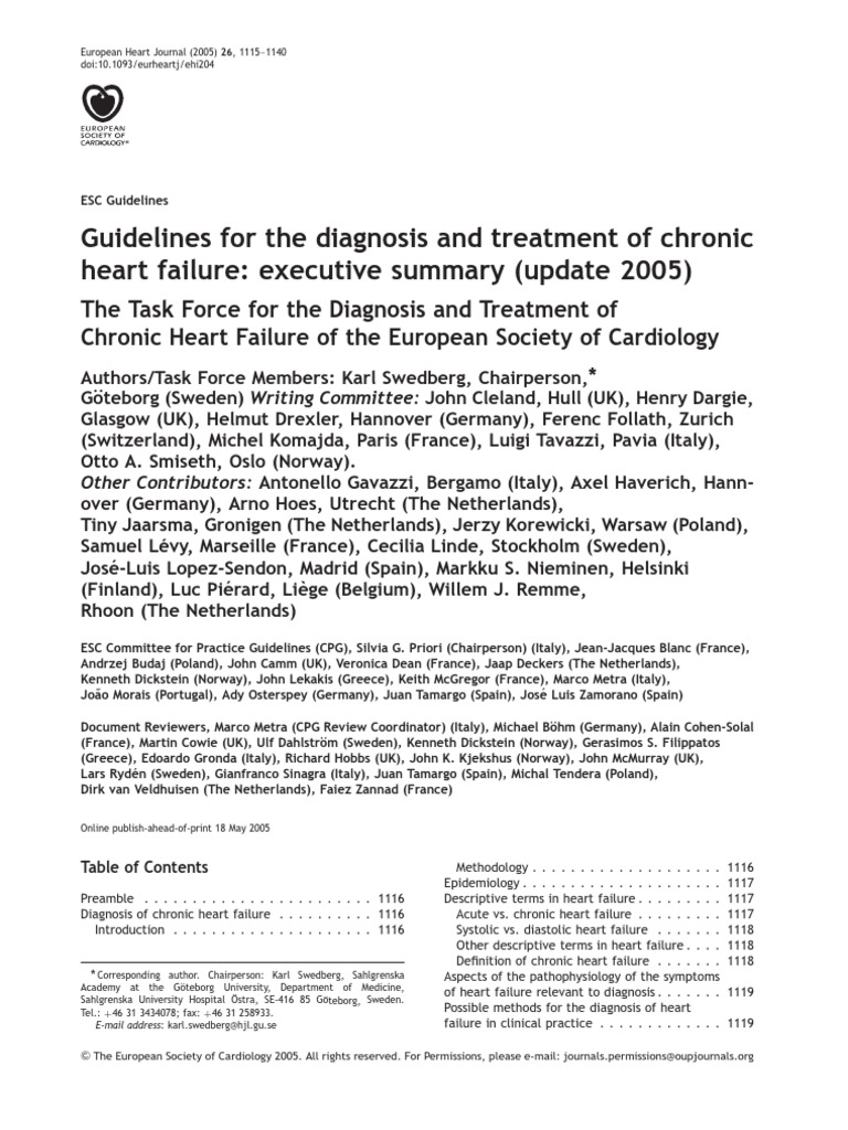 Guidelines For The Diagnosis and Treatment of Chronic Heart Failure ...