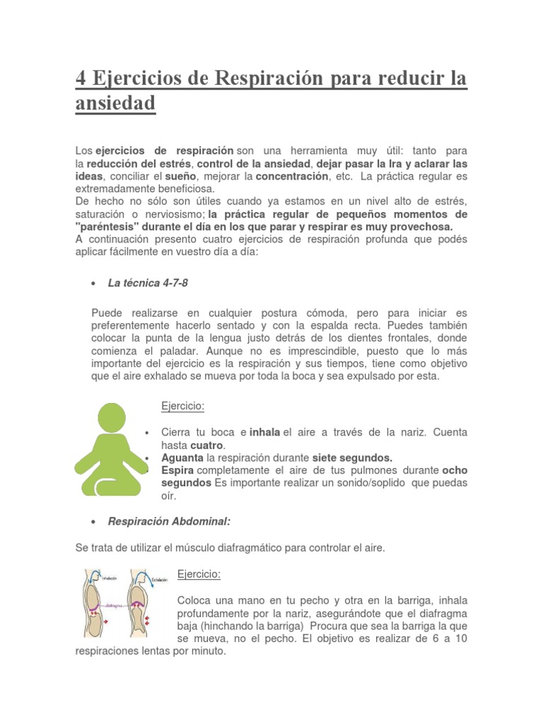 Ejercicios de Respiración para Ansiedad | PDF | Respiración | Abdomen