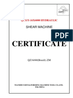 Certificate: Shear Machine