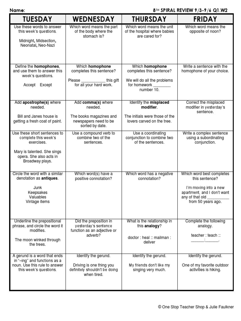 Weekly Language Review Q2 5 Answer Key