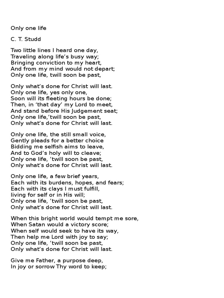 Charles Thomas Studd - Only One Life | PDF
