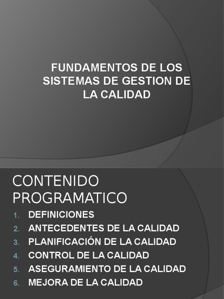 Fundamentos de SGC y Calidad | PDF | Gestión de la calidad | Calidad ...