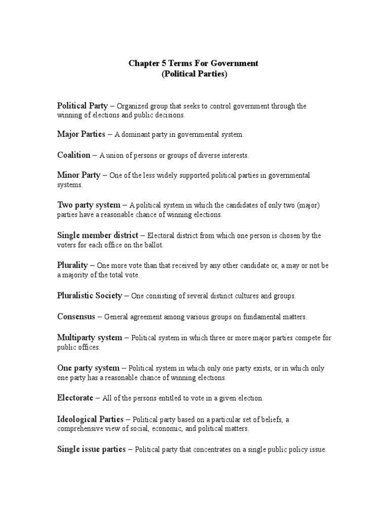 Key Political Party Terms Explained | PDF | Social Science