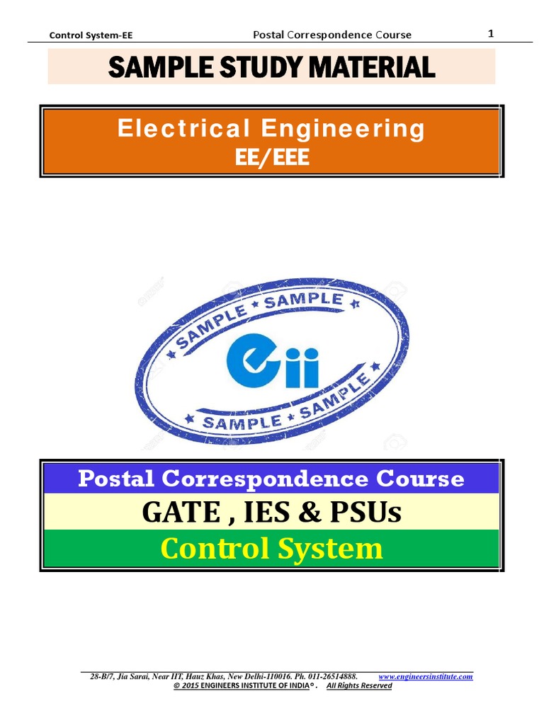 Sample Study Material: Control System | PDF | Electric Motor | Control ...