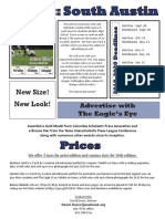 Akins High School student newspaper Rate Sheet, Size Chart and Advertising Contract 2019-2020