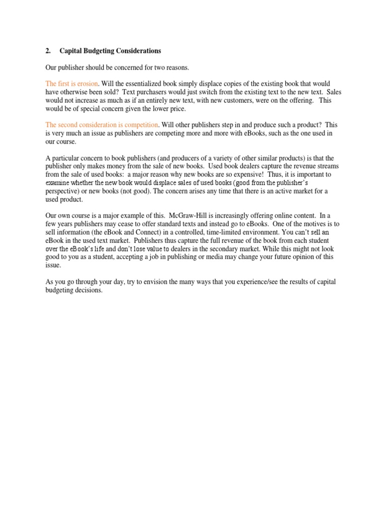 Capital Budgeting in Publishing Industry | PDF | Career & Growth | Business