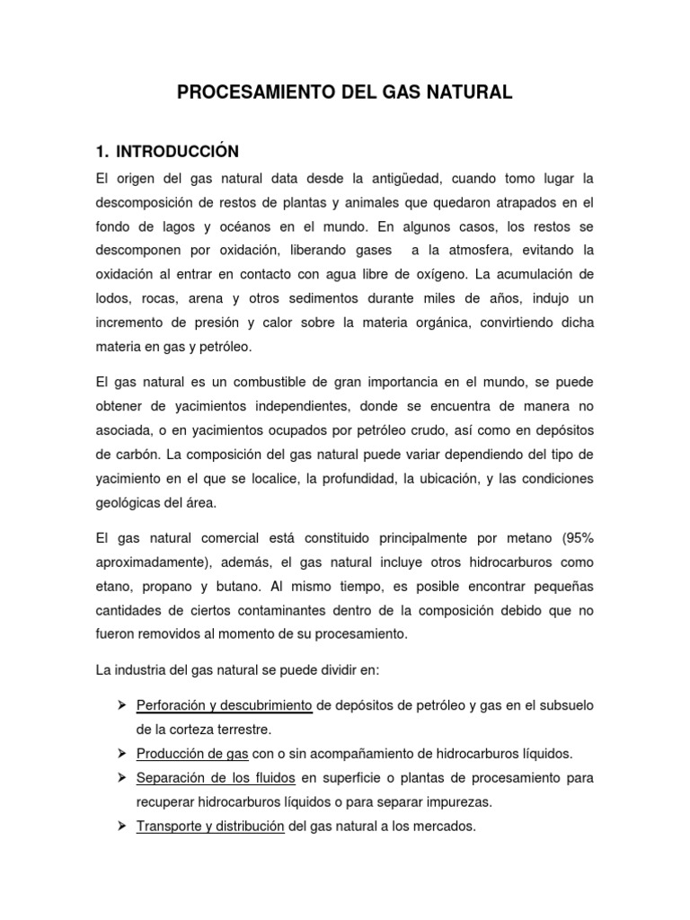 Procesamiento del Gas Natural en Matapionche | PDF | Gas natural | Gases