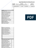 Input Data Sheet For E-Class Record: Region Division District School Name School Id