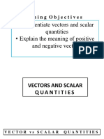 Learningobjectives: - Differentiate Vectors and Scalar Quantities - Explain The Meaning of Positive and Negative Vectors