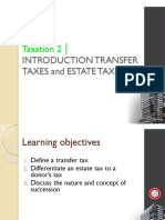 Taxation 2 : Introduction Transfer Taxes and Estate Tax