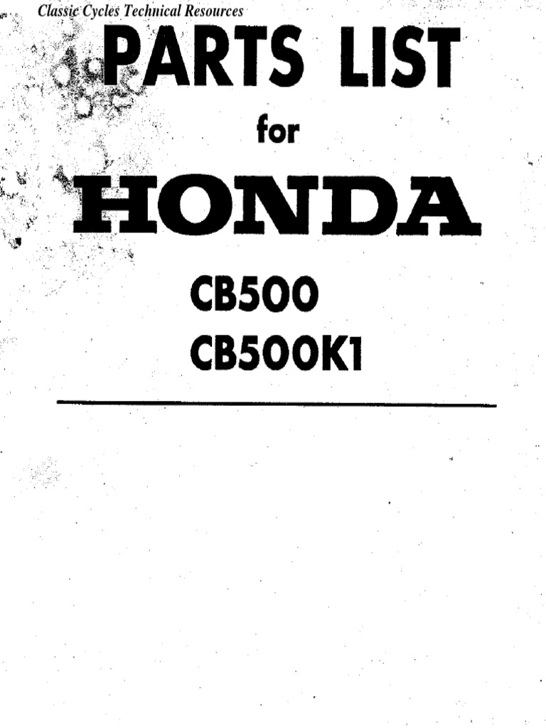 Honda CB500 CB 500 Four K0 K1 Parts List Diagram Manual 1971 1972 | PDF