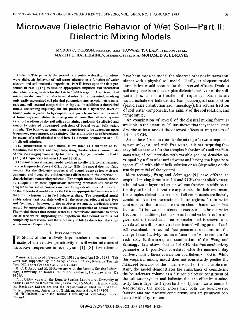 Wet Soil Dielectric | PDF | Porosity | Dielectric
