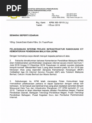 Surat Pelaksanaan Interim Di Agensi Dan Sekolah Kpm Pdf