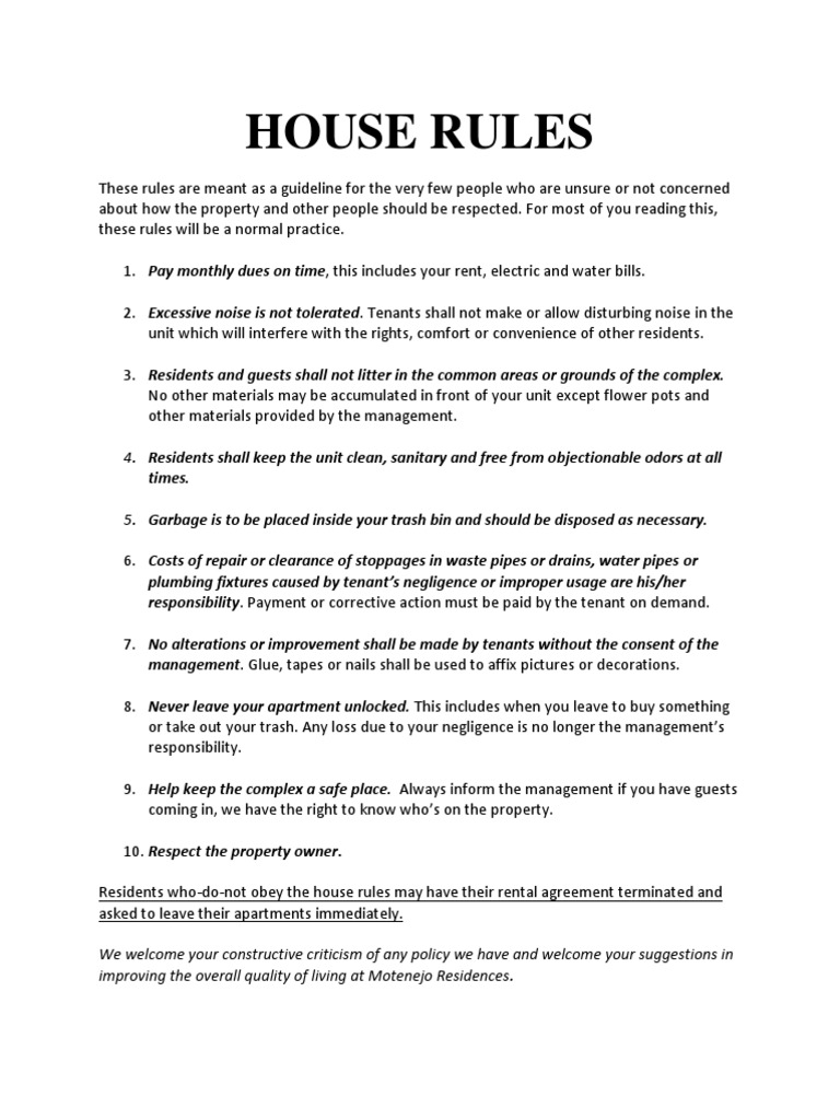 House Rules PDF