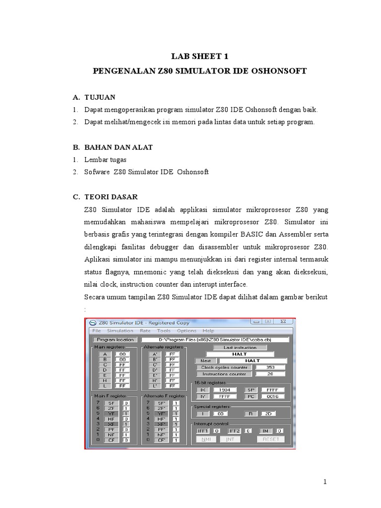 Z80+simulator+-+lab+sheet+1 - 0 | PDF | Metode & Bahan Ajar | Komputer