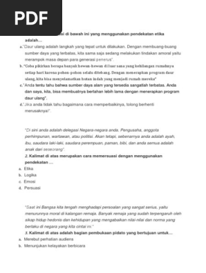 Soal Essay Teks Pidato Persuasif Kelas 9