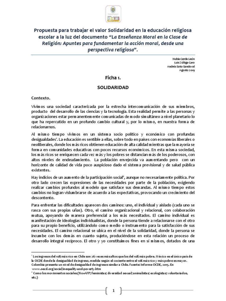 Valor de La Solidaridad PDF | PDF | Moralidad | Homo Sapiens