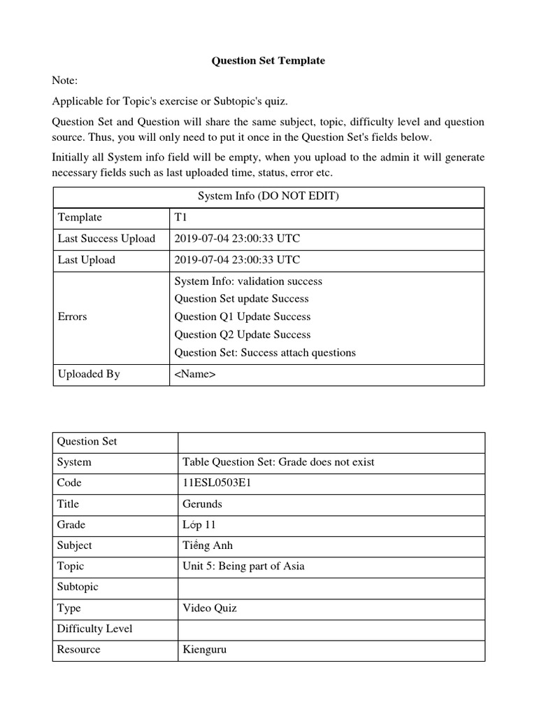 Question Set Template | PDF | Computers