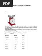 Unitati de Masura in Bucatarie Si