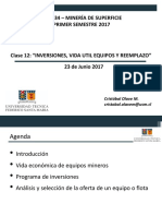 MIN334 - Minería de Superficie - Clase 12 Inversiones, Vida Útil Equipos y Reemplazo