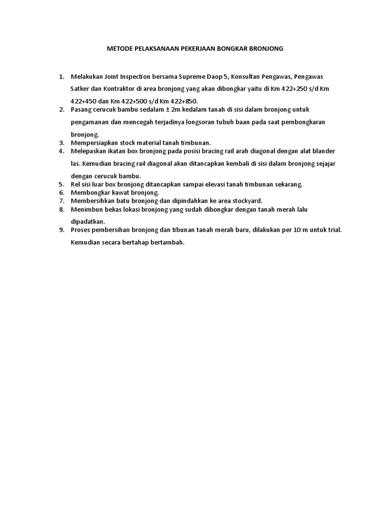 Metode Pembongkaran Bronjong Sungai | PDF