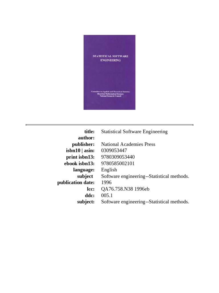 Statistical Software Engineering | PDF | Statistics | Data Analysis