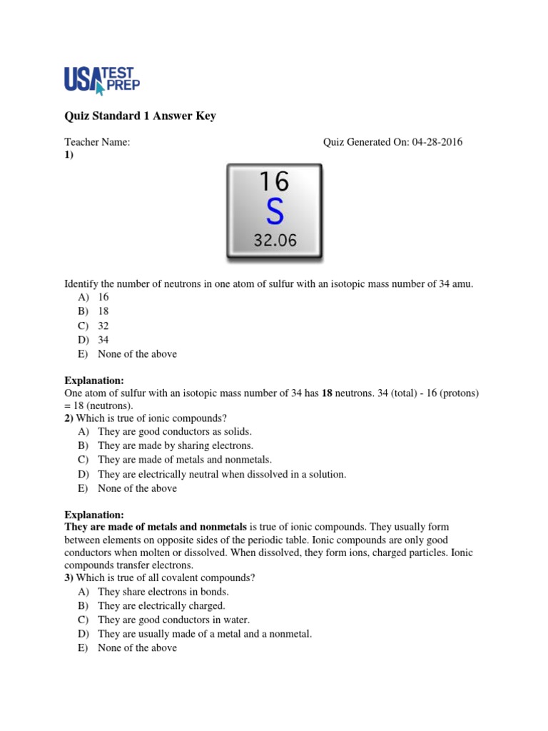Standards 1 2 3 Answer Key Ion Radioactive Decay