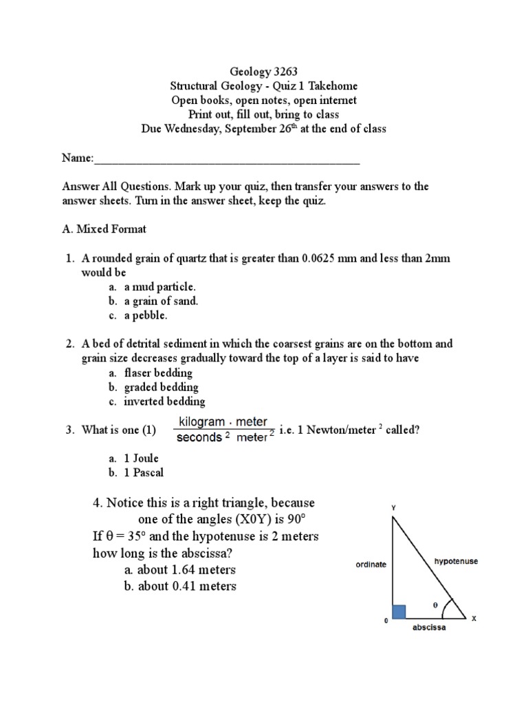 Quiz 1 Geology 3263 e PDF Fault (Geology) Rock (Geology)