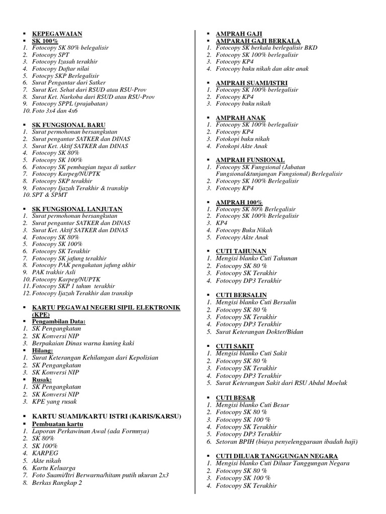 Panduan Dokumen Kepegawaian PNS | PDF | Sains & Matematika