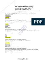 CS614 - Data Warehousing Quiz No.2 May 07,2012