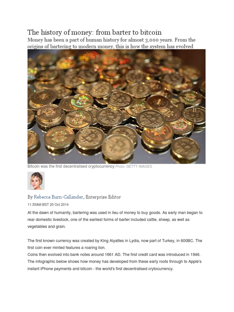 The History of Money: From Barter To Bitcoin | PDF | Currency |  Cryptocurrency