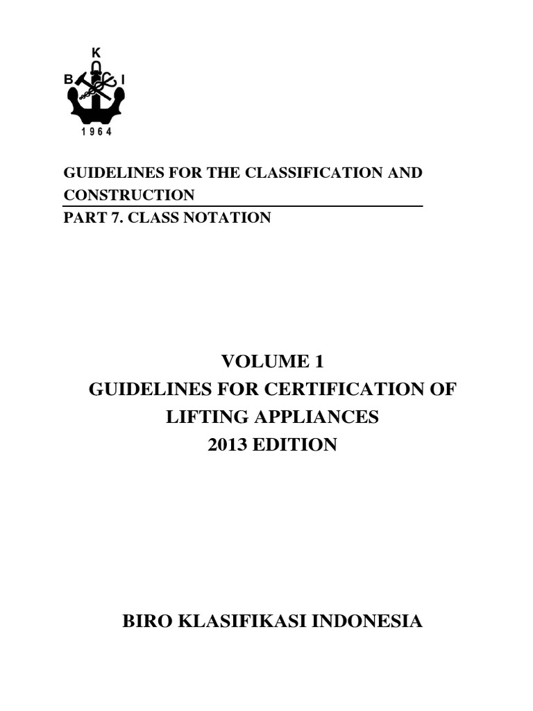(Vol 1), 2013 Guidelines For Certification of Lifting Appliances, 2013 PDF PDF Crane
