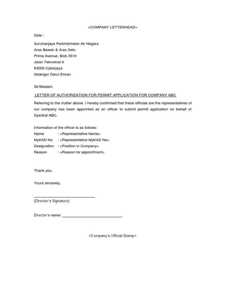 Sample Authorization Span Pdf