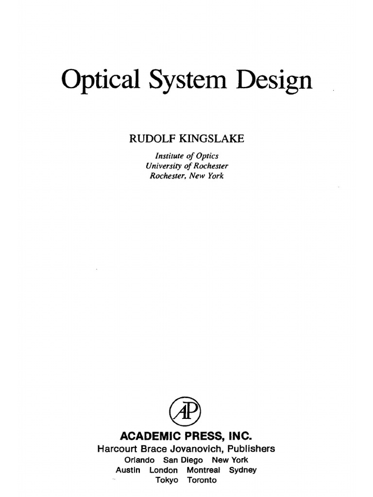 Kingslake Optical System Design 1983 Part 1 3 PDF PDF