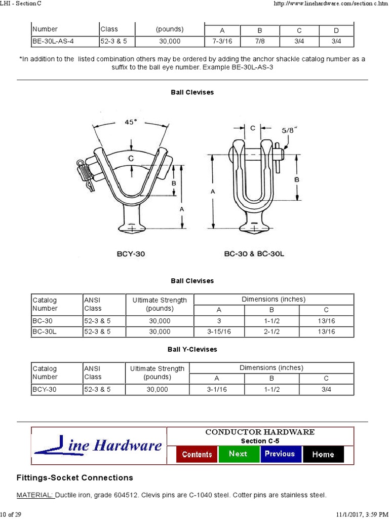 Ball Clevises and Y-Clevises Specifications | PDF